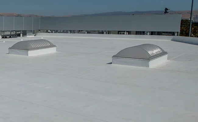 Skylights on a commercial flat roof