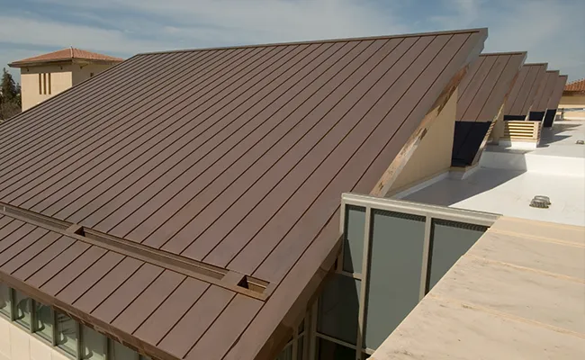 Metal standing seam roof