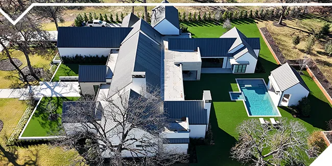 luxury residential roof in the Dallas area
